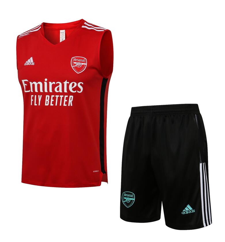 2021/22 Arsenal Red Training Vest Kits Soccer Shirt with Shorts